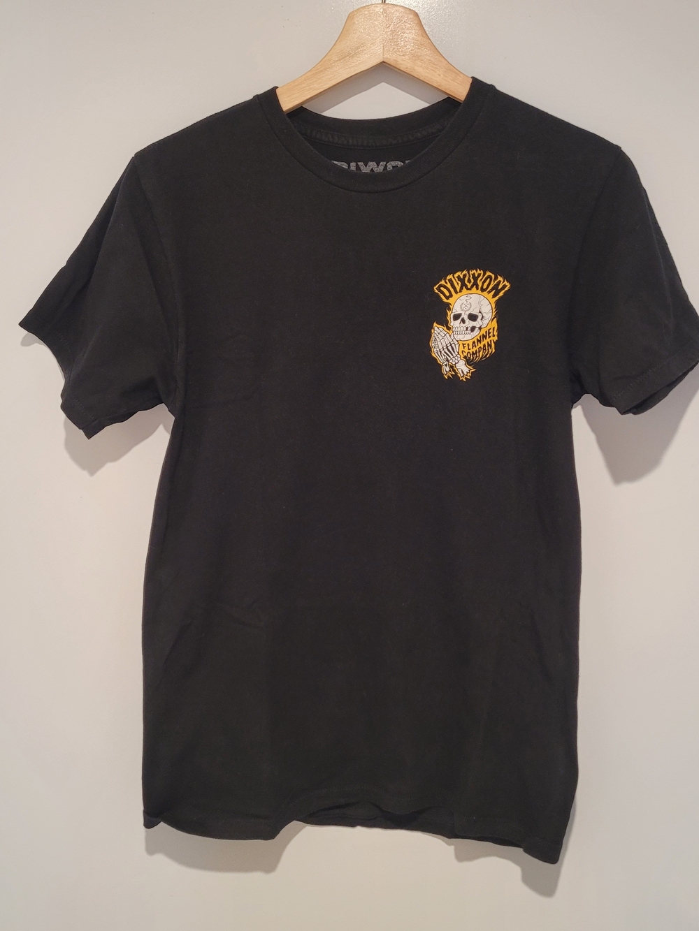 DIXXON Flannel COMPANY Black Short Sleeve Tee with Yellow Skull Logo